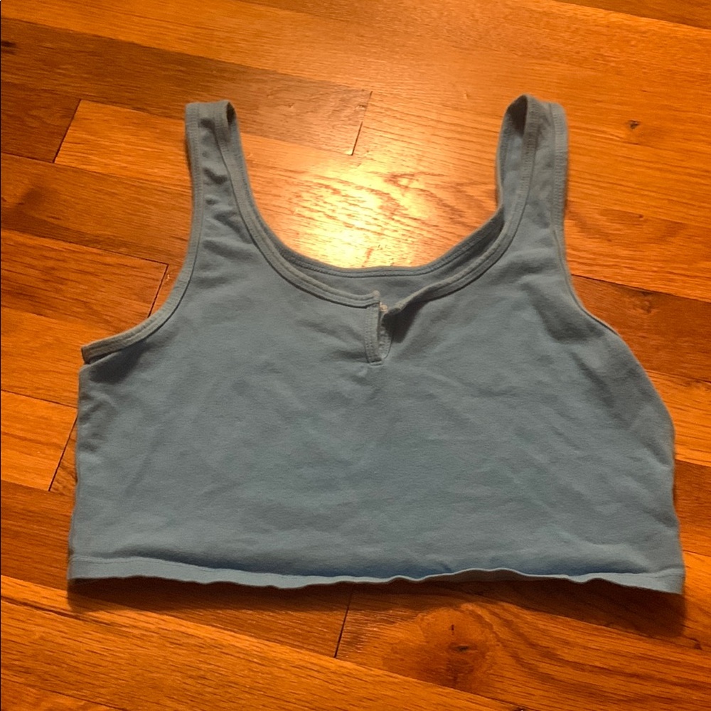 Women's Wild Fable Blue Scoop Neck Tank Crop Top w/ Cut Detail, Size L